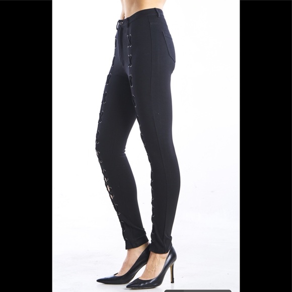 Ponte skinny lace up pants - Picture 2 of 8